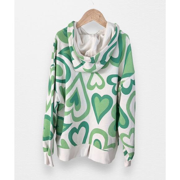 NWT Zara Green Hearts Hooded Sweatshirt, Size 9 - Picture 2 of 8